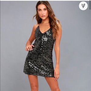 LULUS Black Sequin dress
